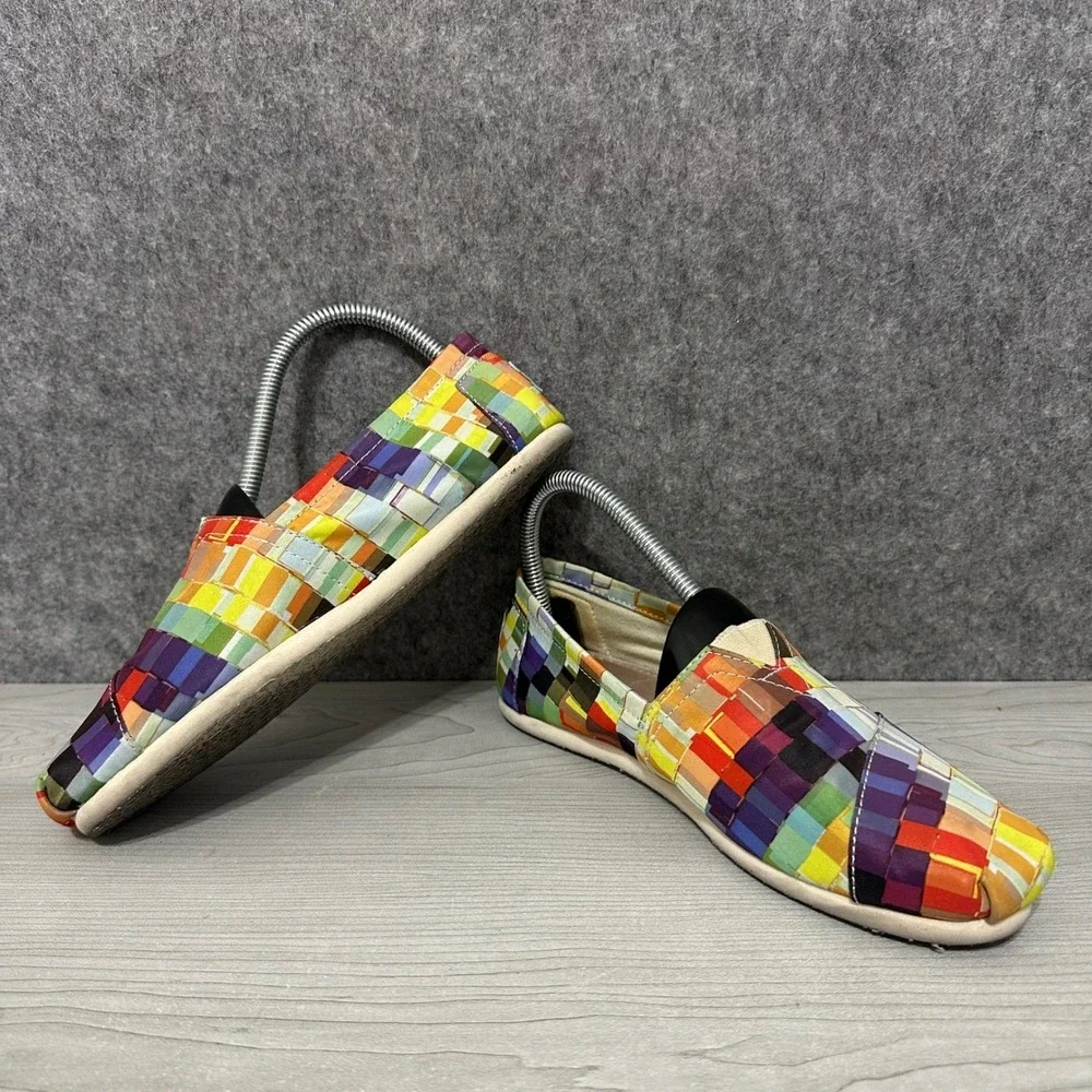 TOMS Alpargata Rainbow Pride Women's Sz 7 Multicolor‎ Geometric Slip On Flats